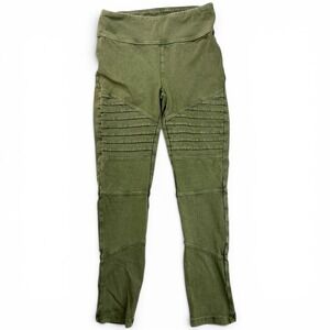 Tucker + Tate Green Moto Leggings Kids Size L 10/12 Ribbed Knee Cotton Stretch
